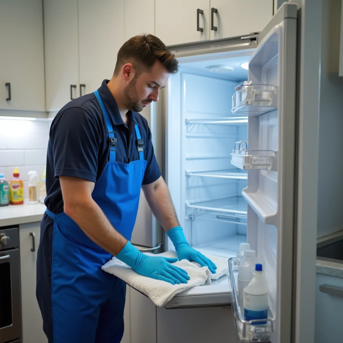 Professional oven and refrigerator cleaning in a New York kitchen