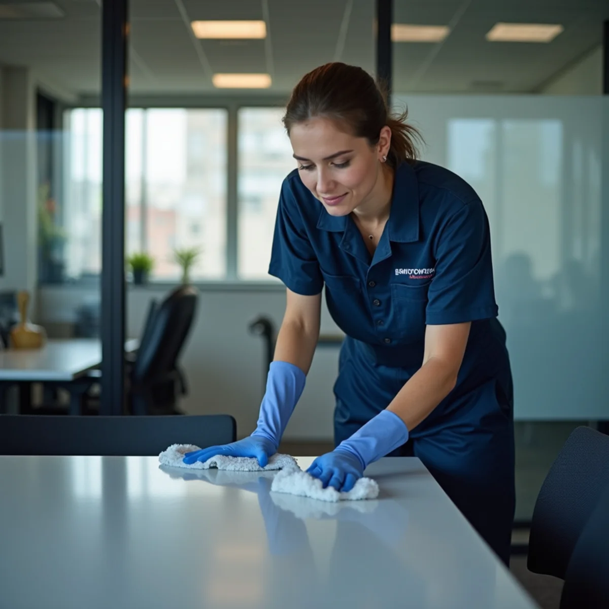 Professional office cleaning in a New York workplace